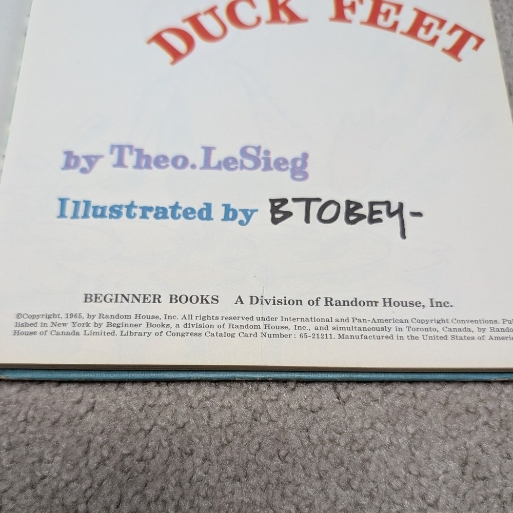 I Wish That I Had Duck Feet Dr Seuss Theo LeSieg Beginner Book Hardcover Vintage - Picture 4 of 4
